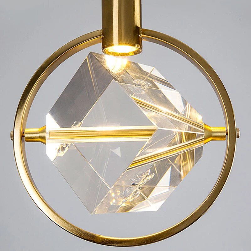 Nordic restaurant lamp single head round bedroom bedside lamp creative bar Island pendant led modern luxury crystal chandelier