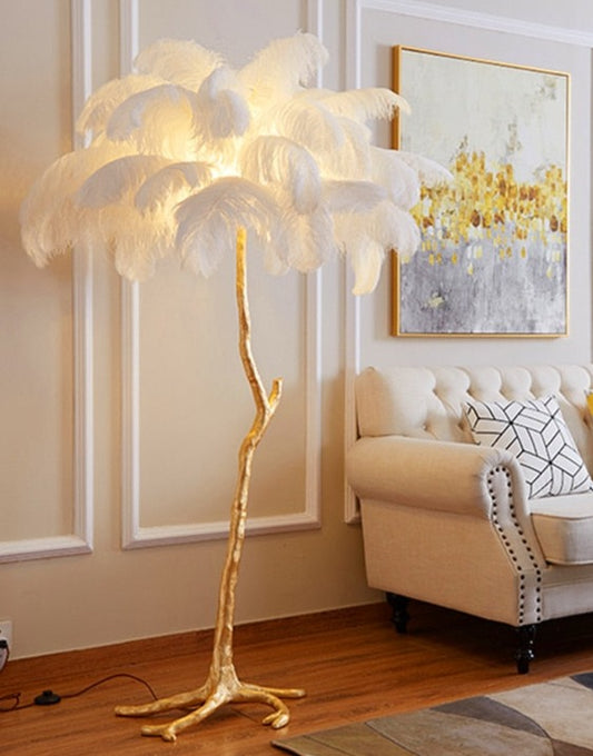 Nordic Ostrich Feather LED Floor Lamp Living Room
