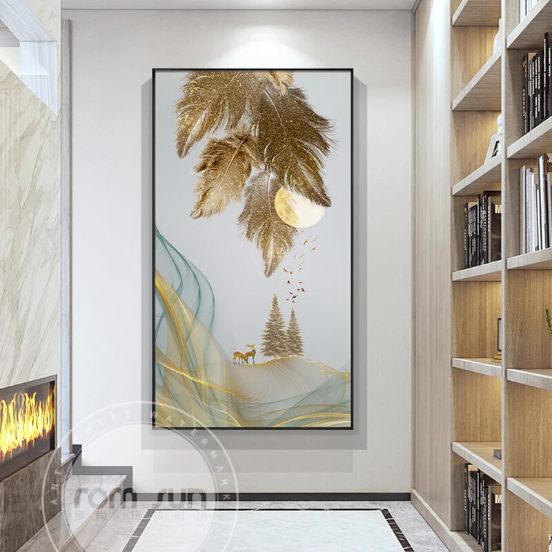 Abstract Golden Lines Wall Art Canvas Poster Print Modern Home Decor Wall Paintings Nordic Living Room Luxury Decoration Picture