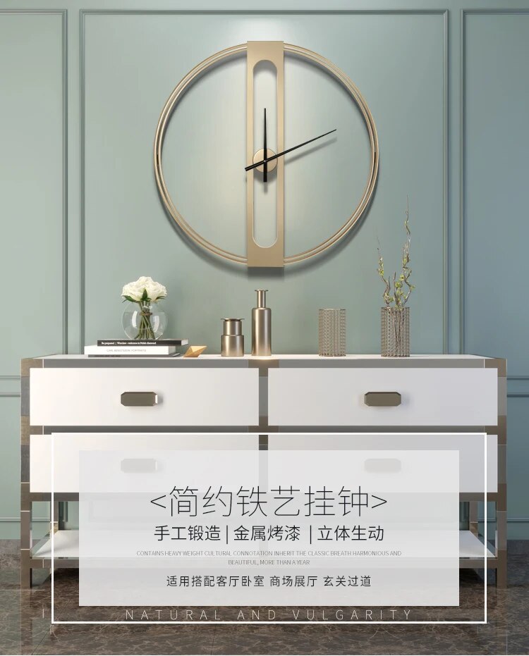 Wall clock living room home fashion creative simple atmospheric clock personality art trend luxury decoration mute clock