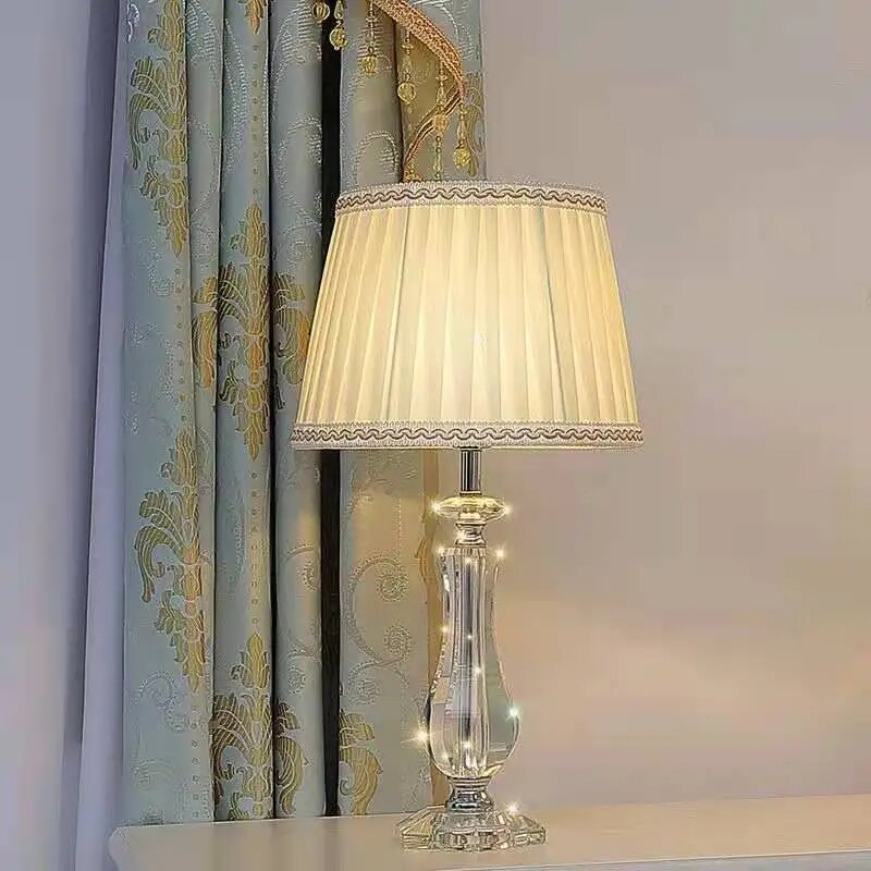 Crystal Table Lamp For Bedroom Living Room Desk Lamp Study crystal  art deco Beside  lights lighting  E27 Fabric  Shade Luxury