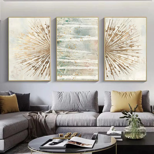 Abstract Gold Foil Line Geometric Canvas Poster Art Canvas Wall Painting Living Room Bedroom Light Luxury Decoration
