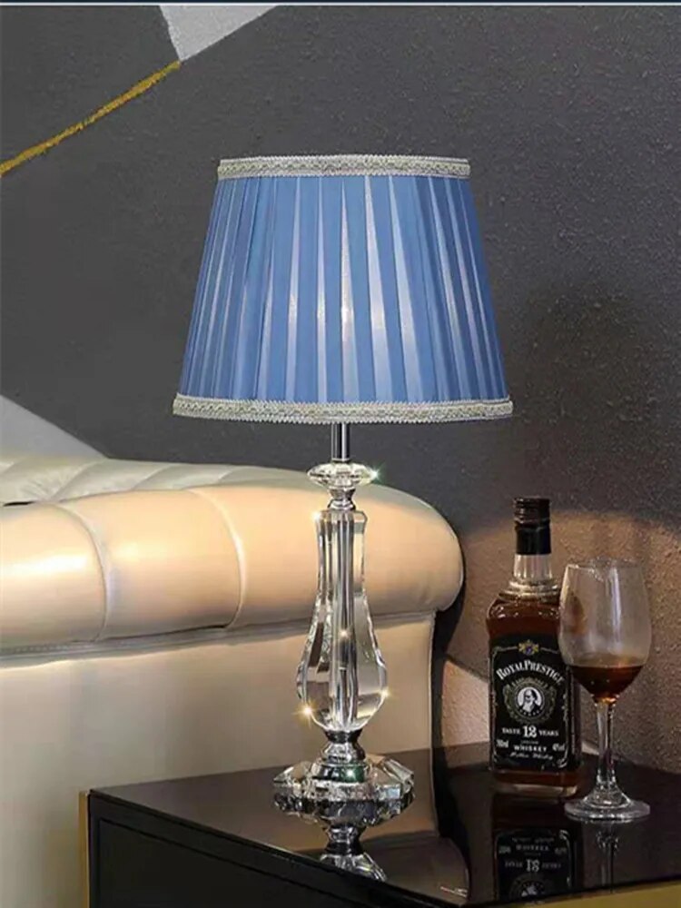 Crystal Table Lamp For Bedroom Living Room Desk Lamp Study crystal  art deco Beside  lights lighting  E27 Fabric  Shade Luxury