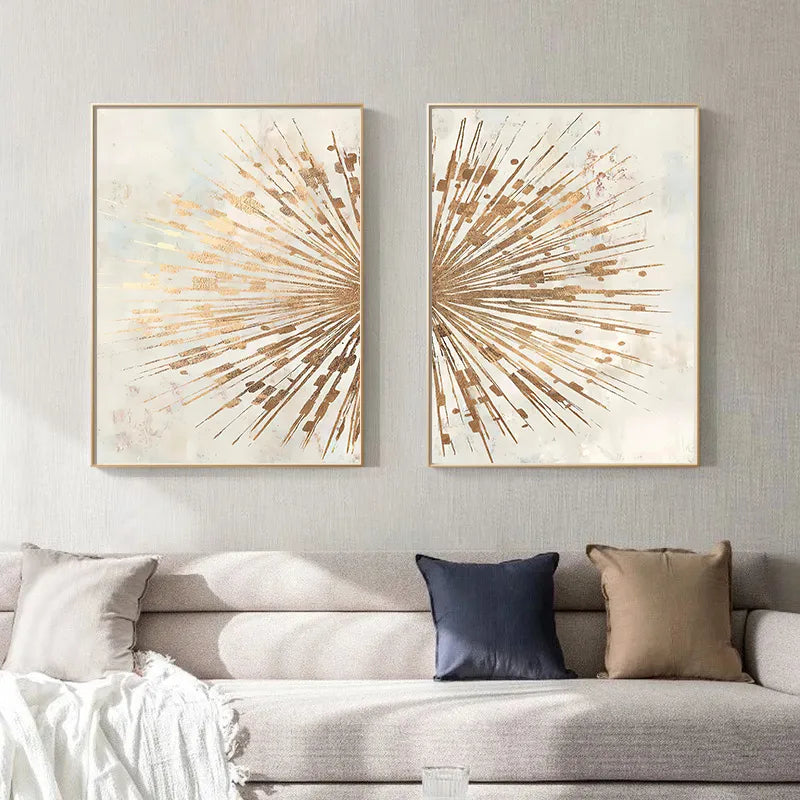 Abstract Gold Foil Line Geometric Canvas Poster Art Canvas Wall Painting Living Room Bedroom Light Luxury Decoration