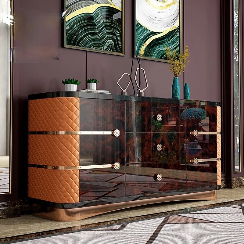 Post-modern luxury Italy's new tree tumor sideboard home dining room stainless steel creative storage locker