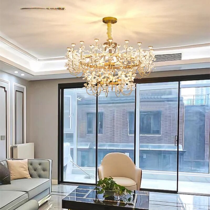 Led Pendant Lamps Luxury Chandeliers Lighting Postmodern Iron Crystal Fixture Home Decoration Bedroom Living Room Villa Lustre