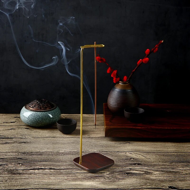 Creative Upside Down Brass Incense Holder Wooden Incense Burner Incense Plate Ash Catcher Buddhism Supplies Home Decor