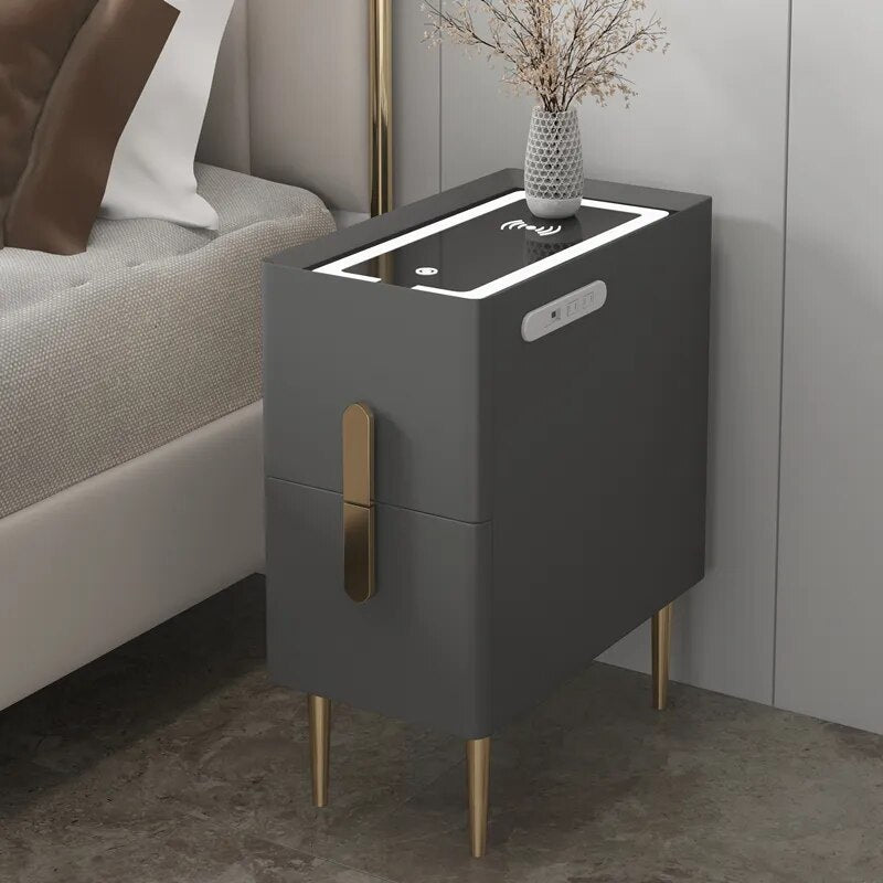 White Minimalist Night Table Metal Nordic Modern Luxury Home Nightstands Drawers Storage Mesitas De Noche Furniture For Bedroom