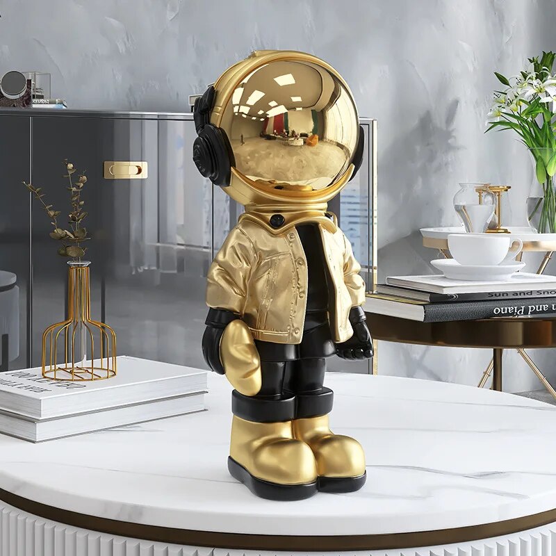 Gold Plated Astronaut Craft Sculpture Statue Nordic Luxury Floor Sofa, TV Cabinet, Living Room, Decorative Home Resin Art
