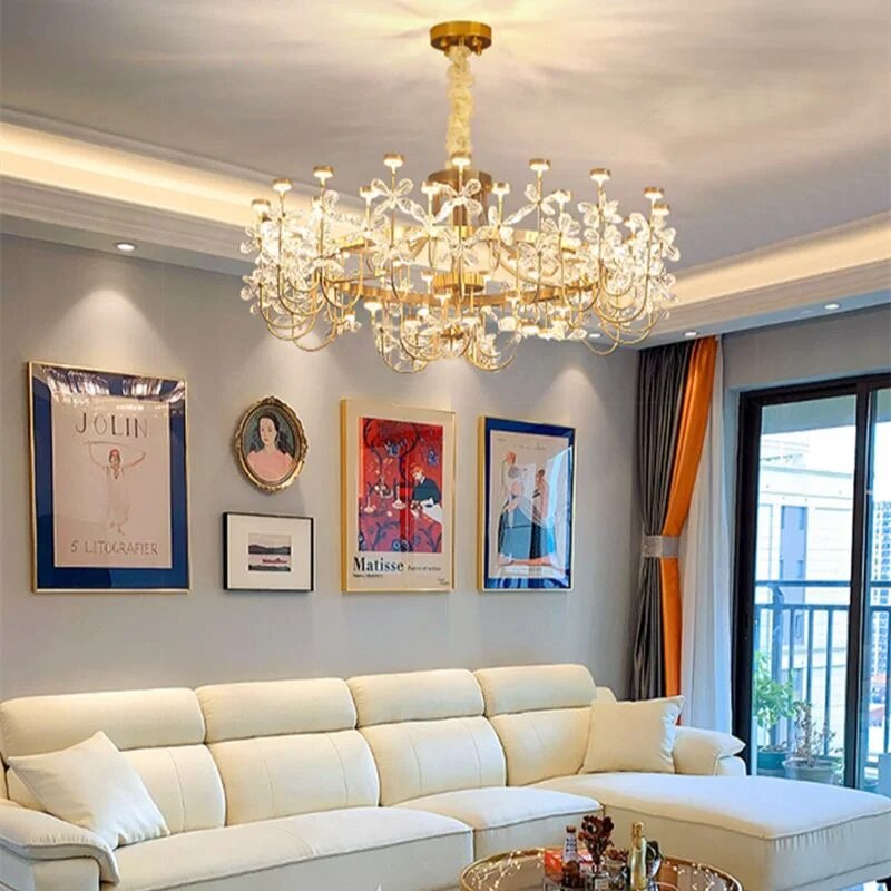 Led Pendant Lamps Luxury Chandeliers Lighting Postmodern Iron Crystal Fixture Home Decoration Bedroom Living Room Villa Lustre
