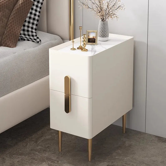 White Minimalist Night Table Metal Nordic Modern Luxury Home Nightstands Drawers Storage Mesitas De Noche Furniture For Bedroom