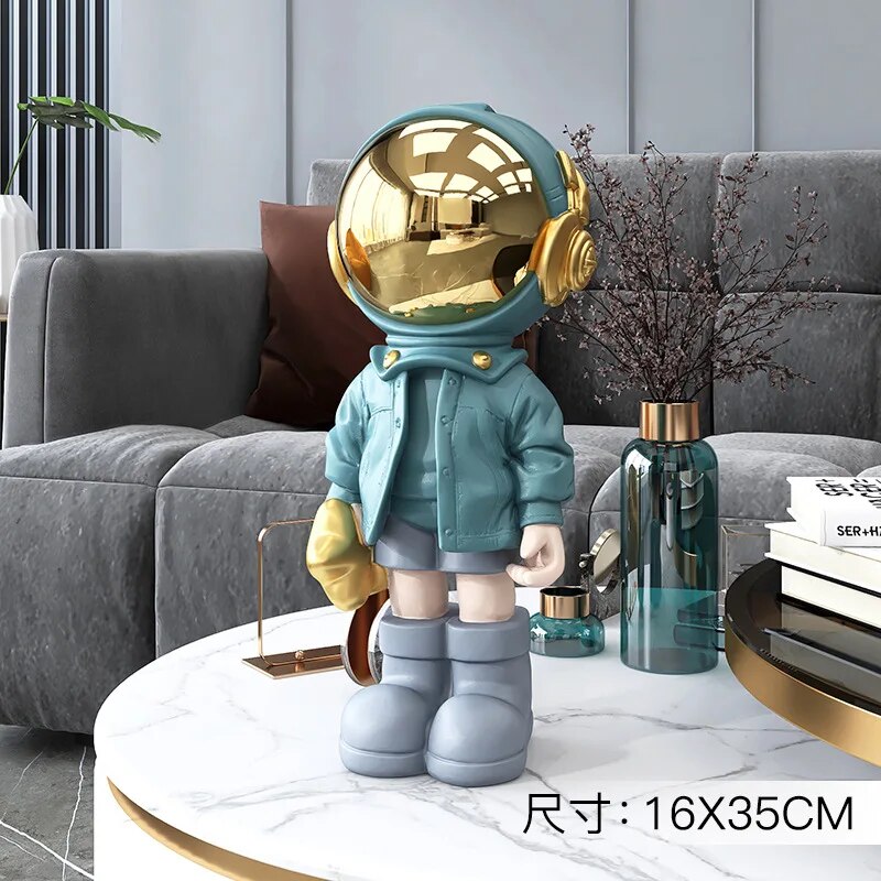 Gold Plated Astronaut Craft Sculpture Statue Nordic Luxury Floor Sofa, TV Cabinet, Living Room, Decorative Home Resin Art