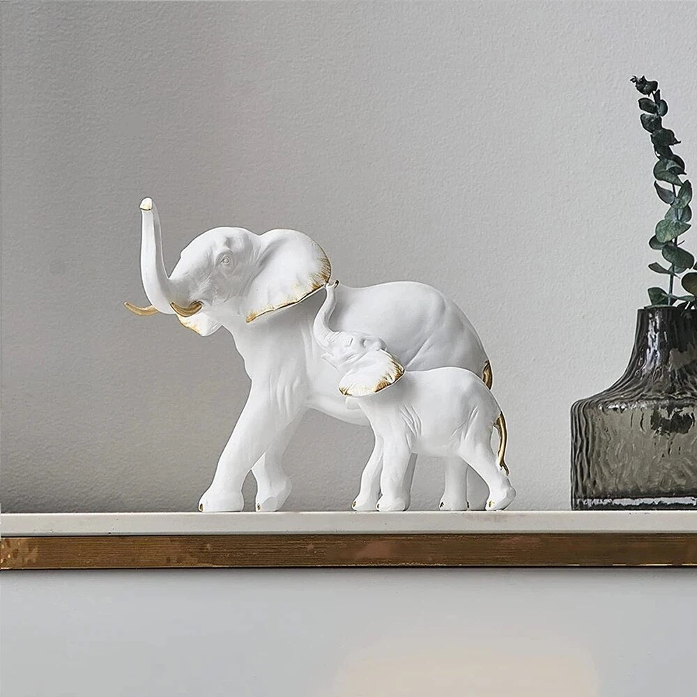 2 Pcs Elephant Statue Sculptures & Figurines Nodic Home Decoration Accessories Luxury Living Room Decoration Desk Decoration